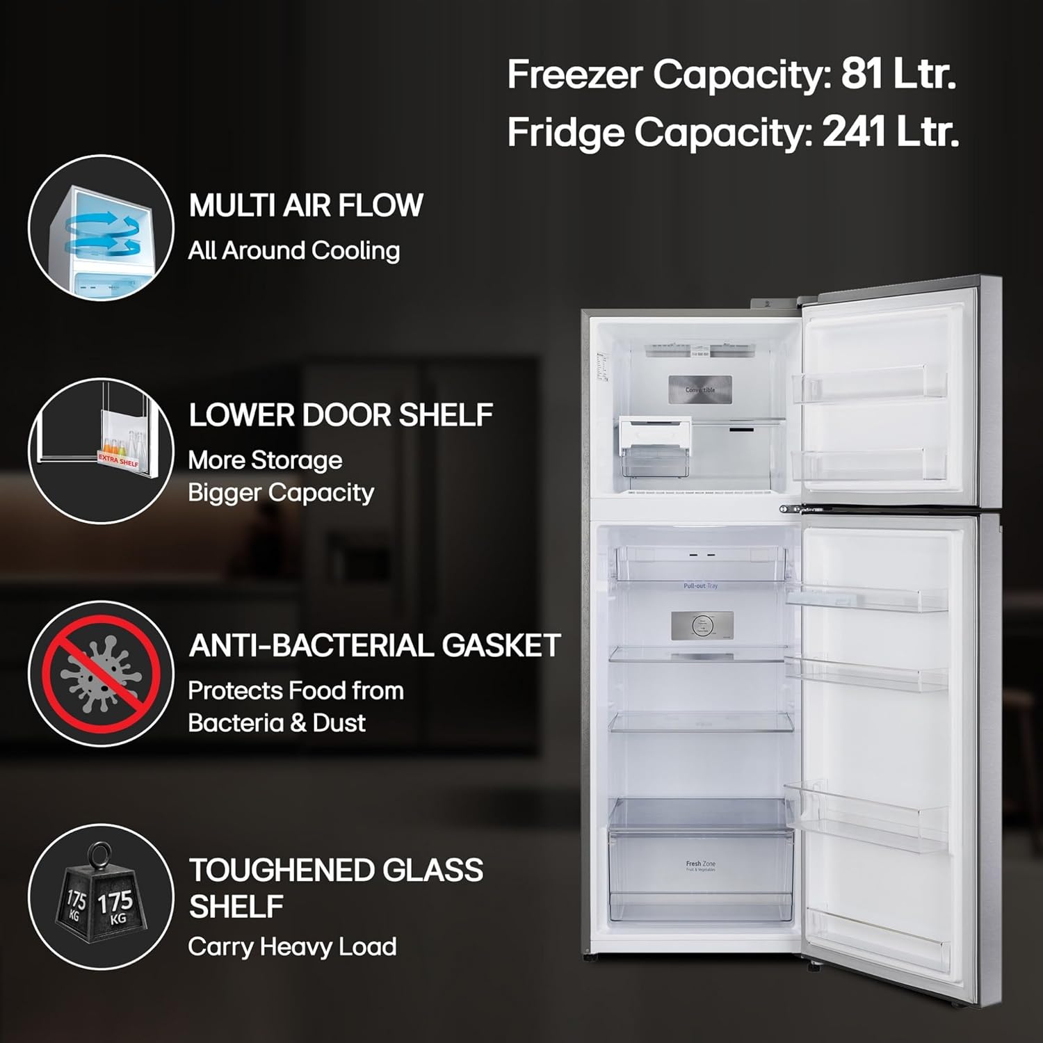 LG 322 L 3 Star Frost-Free Smart Inverter Double Door Refrigerator