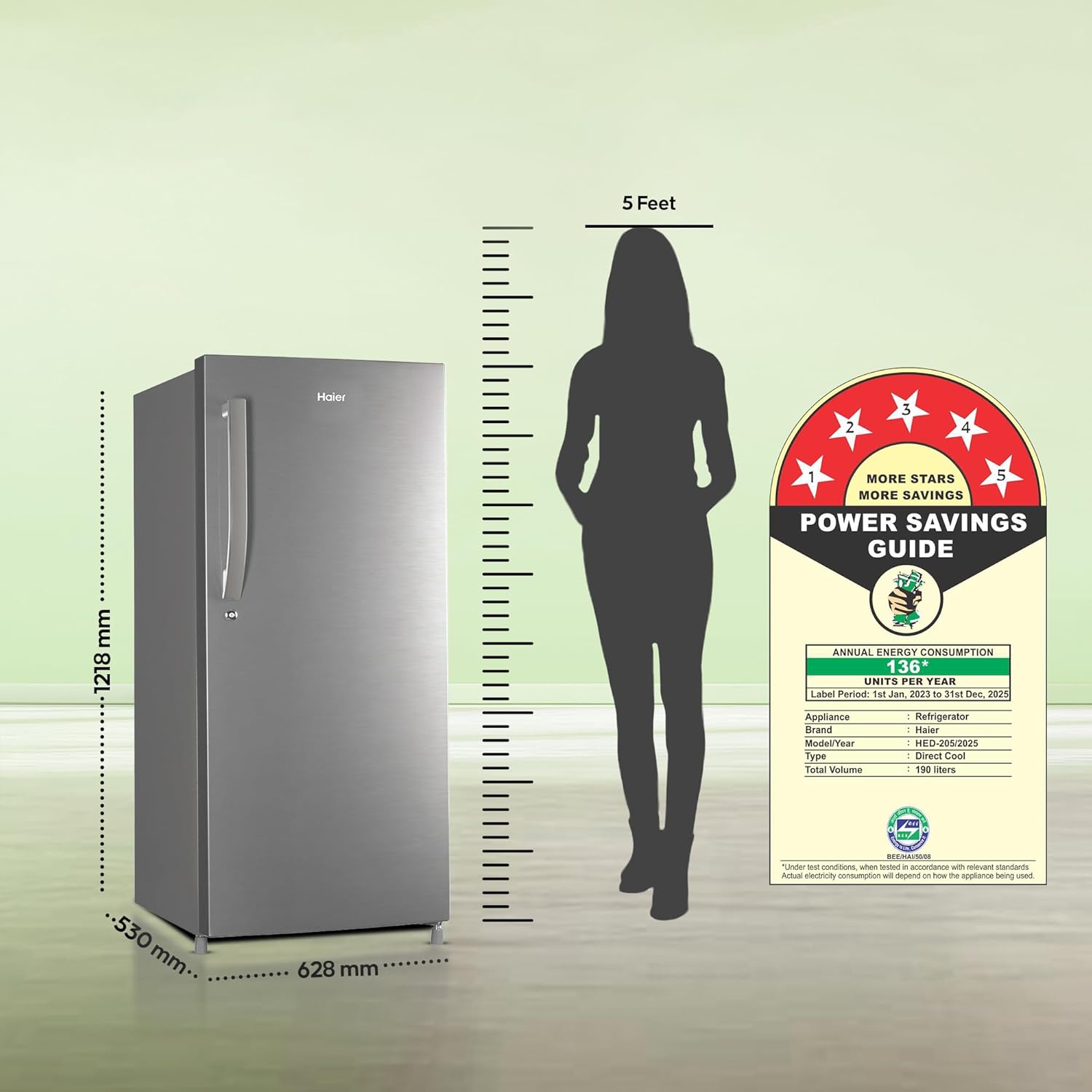 Haier 190 L 5 Star Direct Cool Single Door Refrigerator with 1 Hour Icing Technology