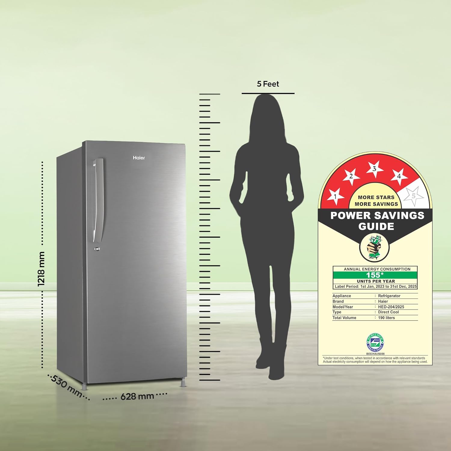 Haier 190 L, 4 Star, Direct Cool Single Door Refrigerator
