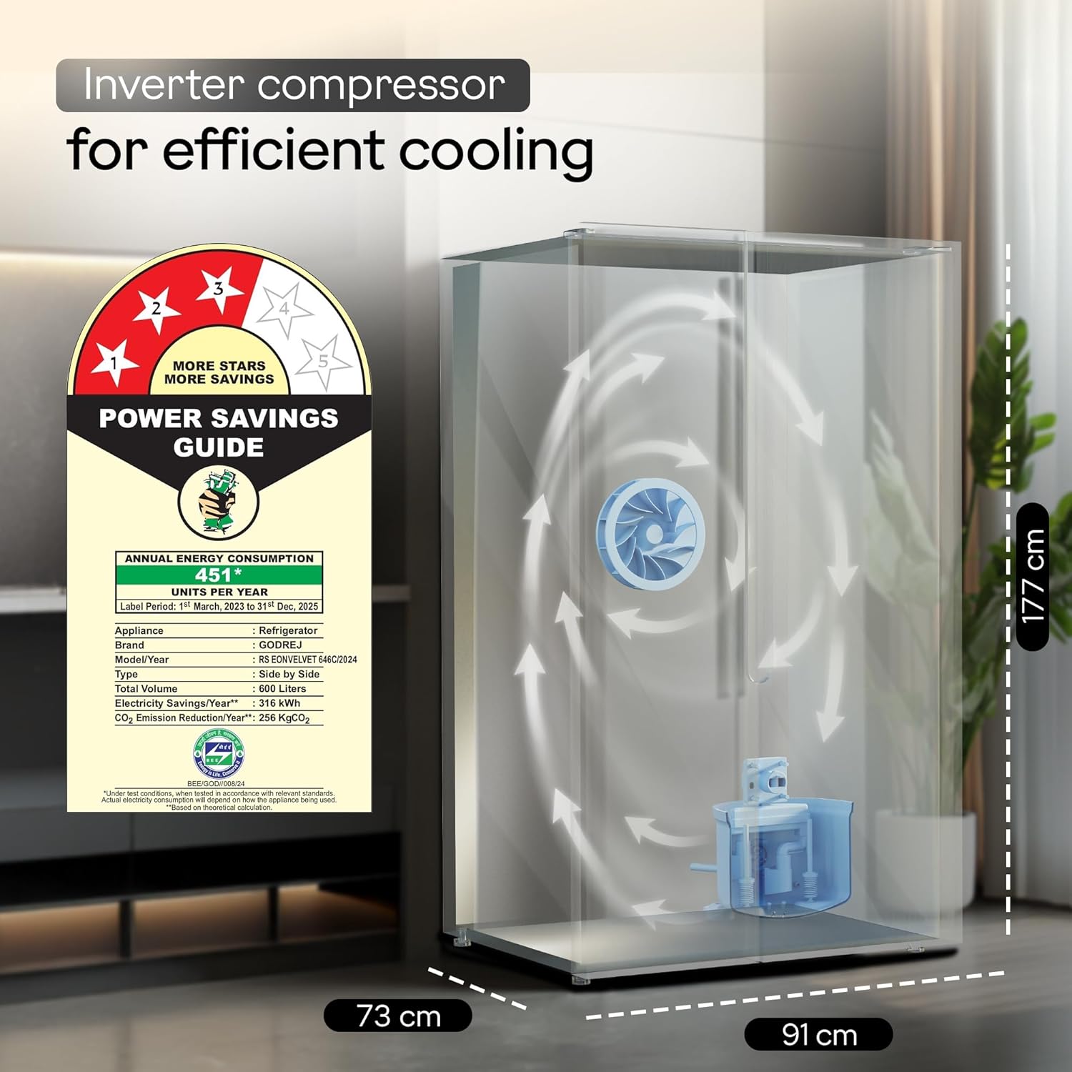 Godrej 600 L, 3 Star, 1+2 Years Additional Warranty Refrigerator
