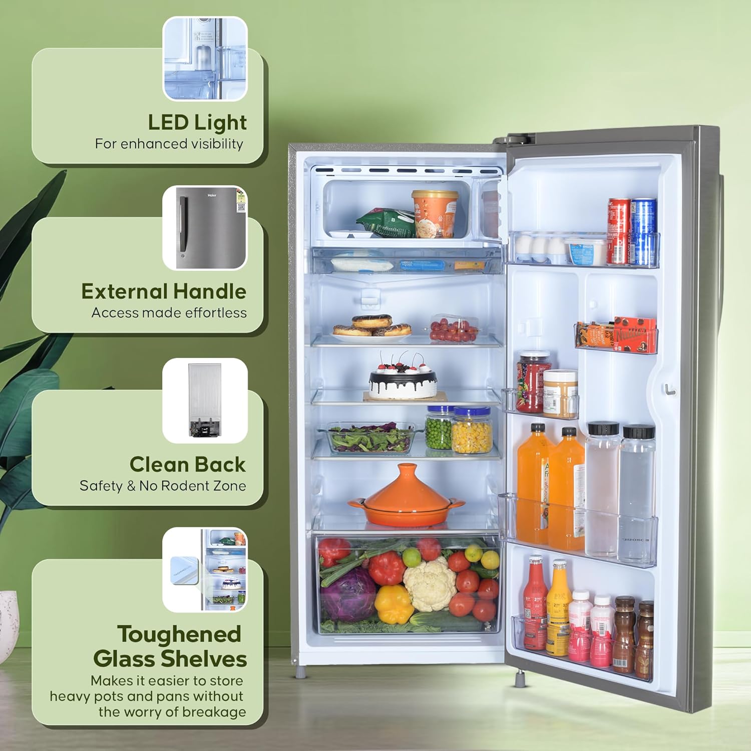Haier 190 L, 4 Star, Direct Cool Single Door Refrigerator