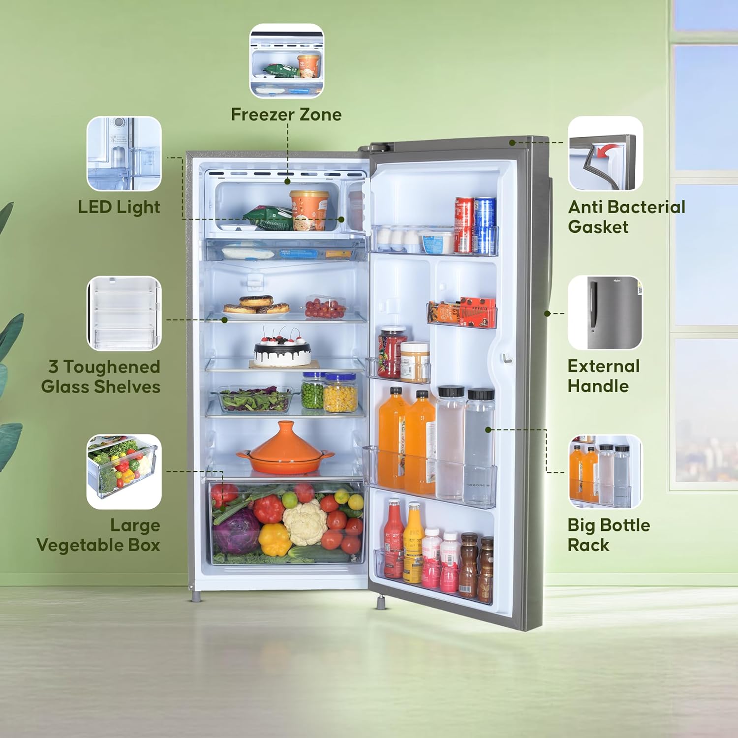 Haier 190 L, 4 Star, Direct Cool Single Door Refrigerator