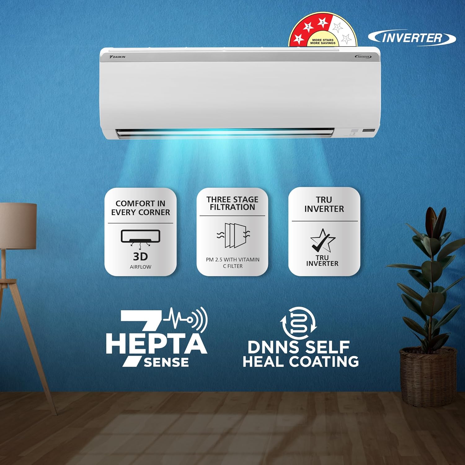 Daikin 1.5 Ton 3 Star Inverter Split AC